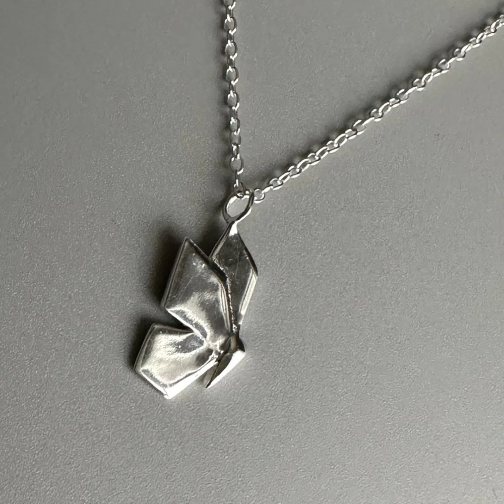 Sterling Silver Origami Butterfly Necklace Waterproof and Anti-Tarnish